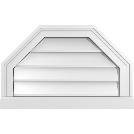 Ekena Millwork Octagonal Top Surface Mount PVC Gable Vent w/ 2"W x 2"P Brickmould Sill Frame, 22"W x 14"H GVPOT22X1403SN